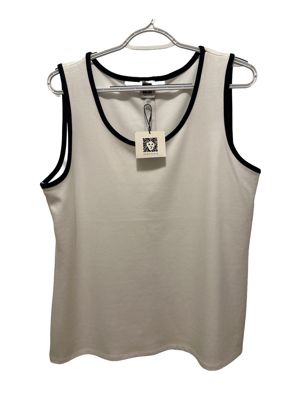 Anne Klein Cream Tank with Black Contrast Trim